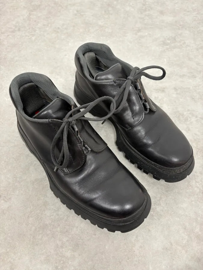 FW1999 Prada Black Prenium Leather Vibram Boots vyrRvnI 4