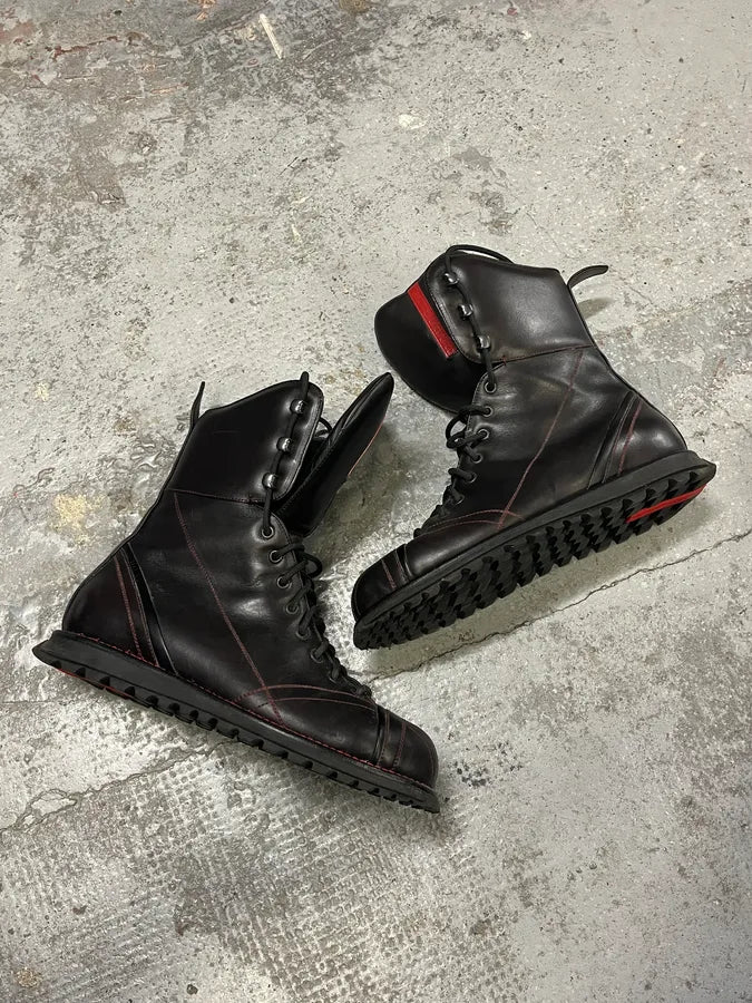 2000s Prada Hiking Ski Black Leather Boots GclOxgo 2