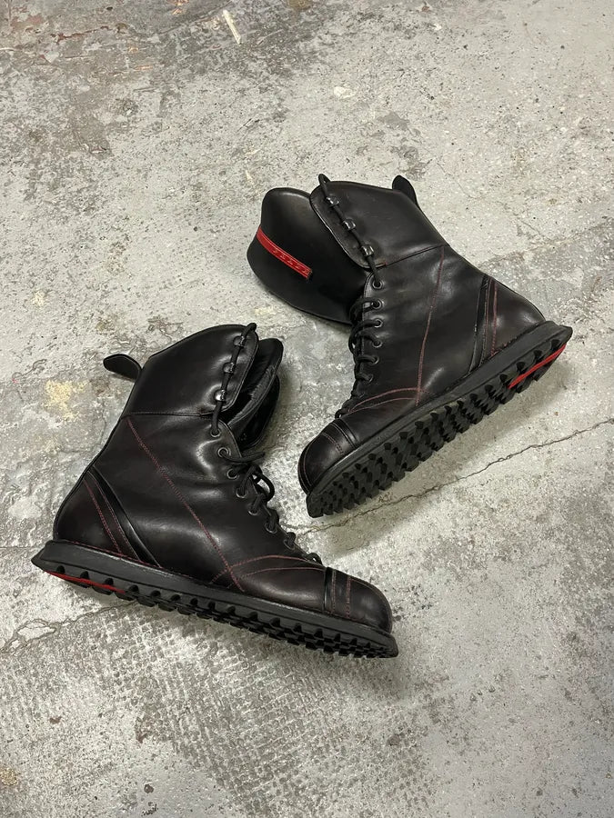 2000s Prada Hiking Ski Black Leather Boots GclOxgo 6