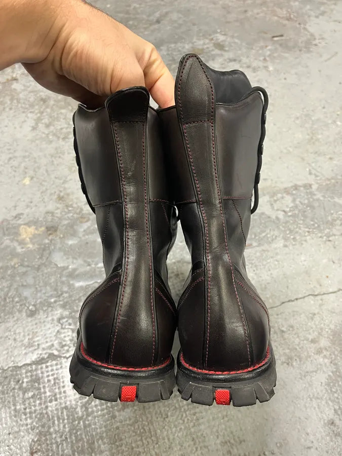 2000s Prada Hiking Ski Black Leather Boots GclOxgo 8