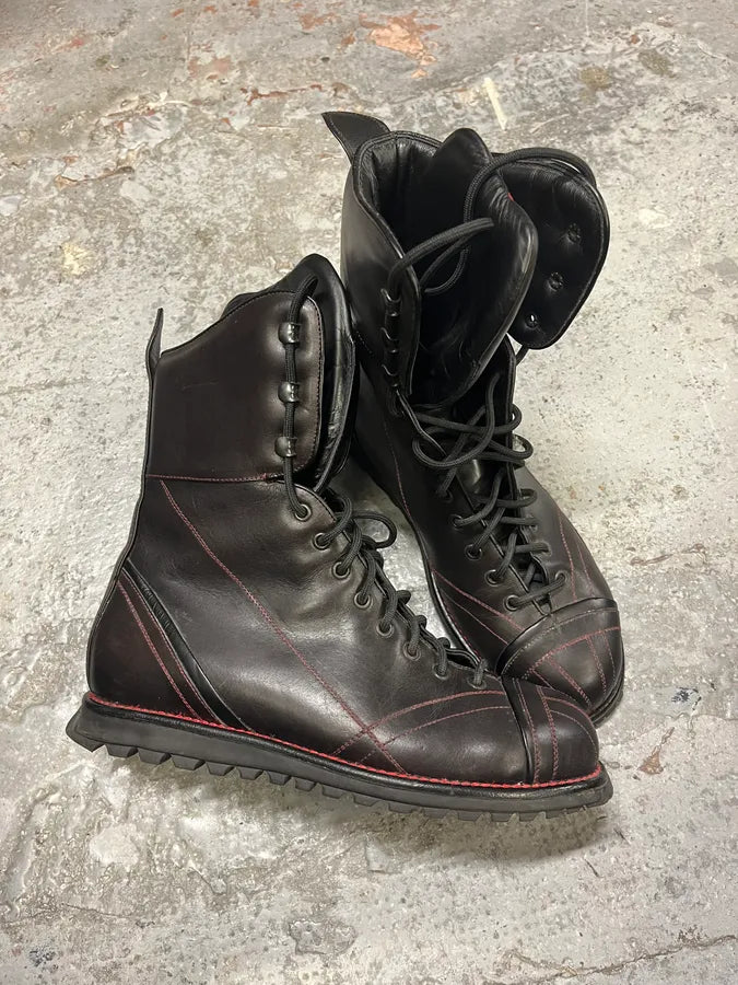2000s Prada Hiking Ski Black Leather Boots GclOxgo 4