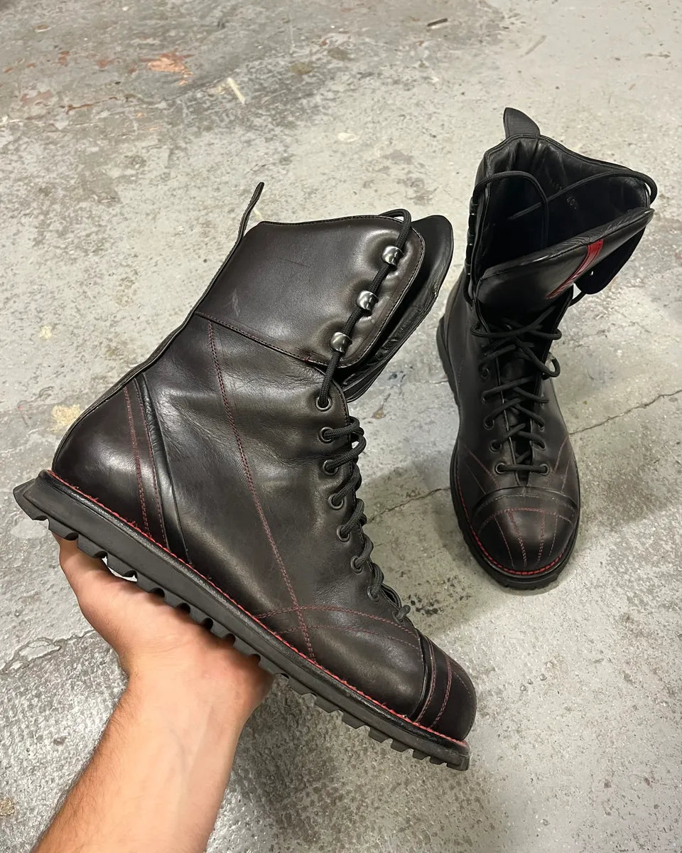 2000s Prada Hiking Ski Black Leather Boots GclOxgo 0