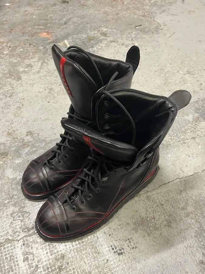 2000s Prada Hiking Ski Black Leather Boots GclOxgo 5