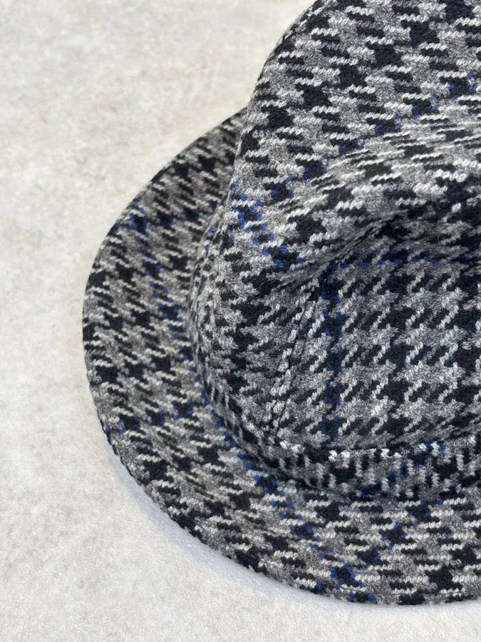 2000s Prada Houndstooth Grey Wool Hat oHNgoLA 6