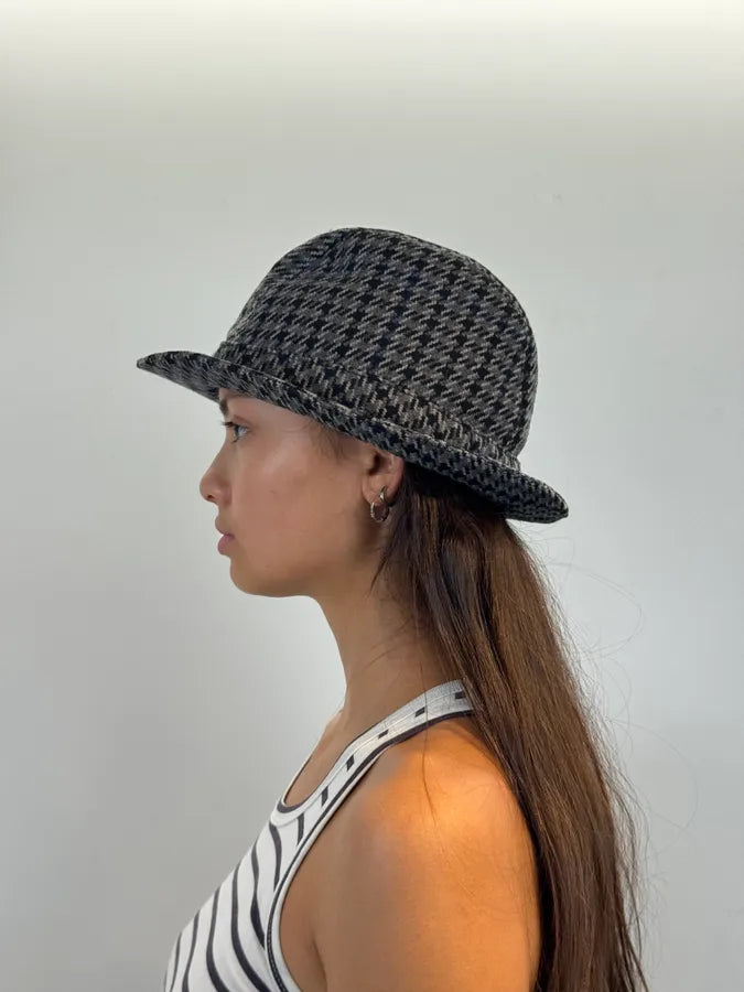 2000s Prada Houndstooth Grey Wool Hat oHNgoLA 2