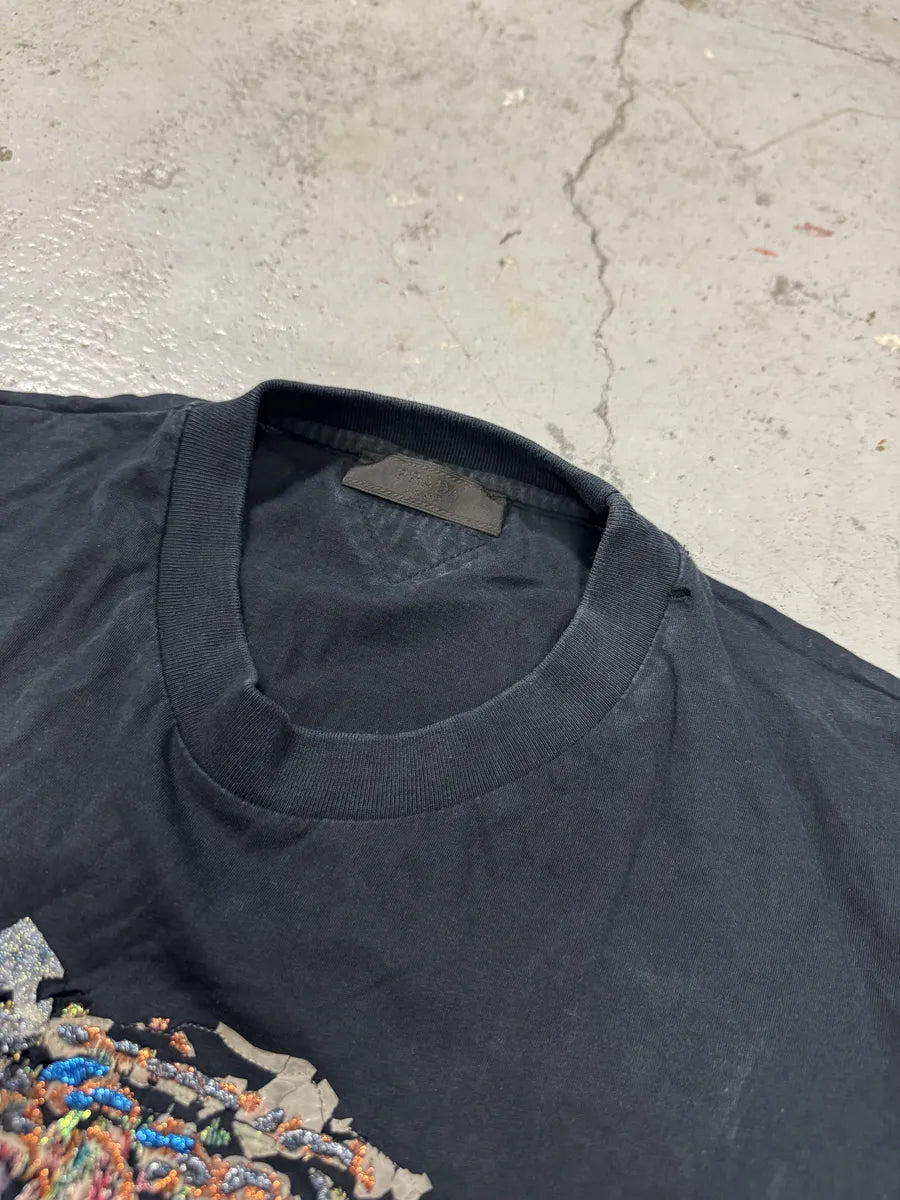 2000s Prada Human Embroidered Black T-Shirt LBJcvhF 10