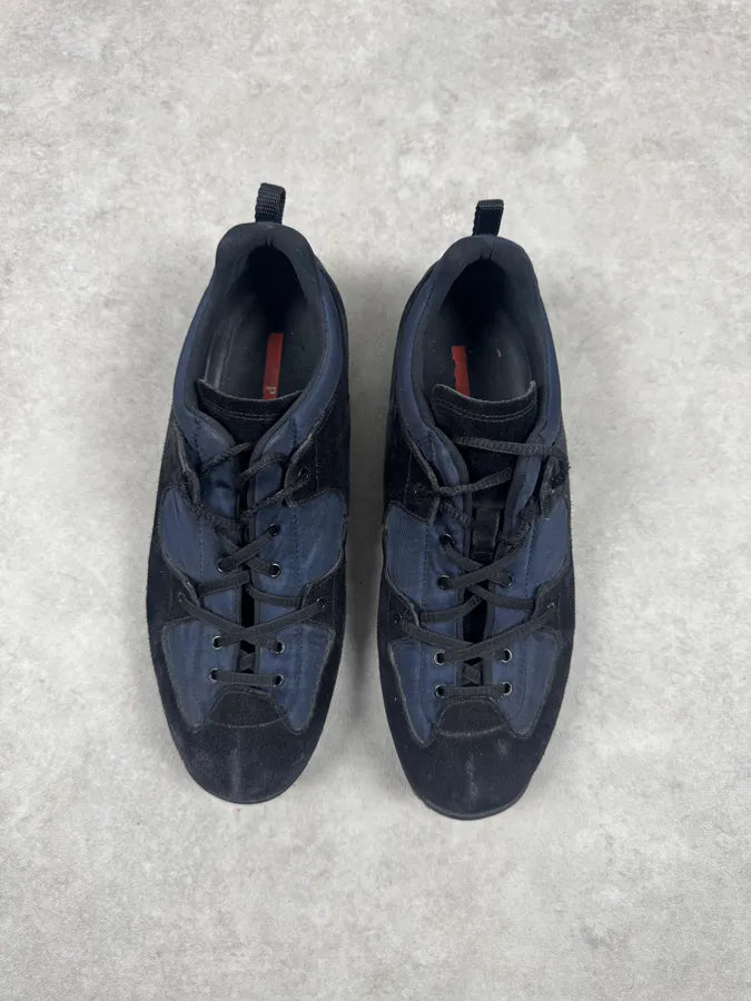 2000s Prada Hybird Black & Navy Nylon Leather Sneakers aRRYazJ 1