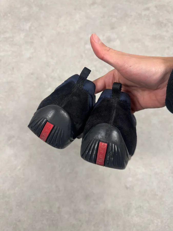 2000s Prada Hybird Black & Navy Nylon Leather Sneakers aRRYazJ 2