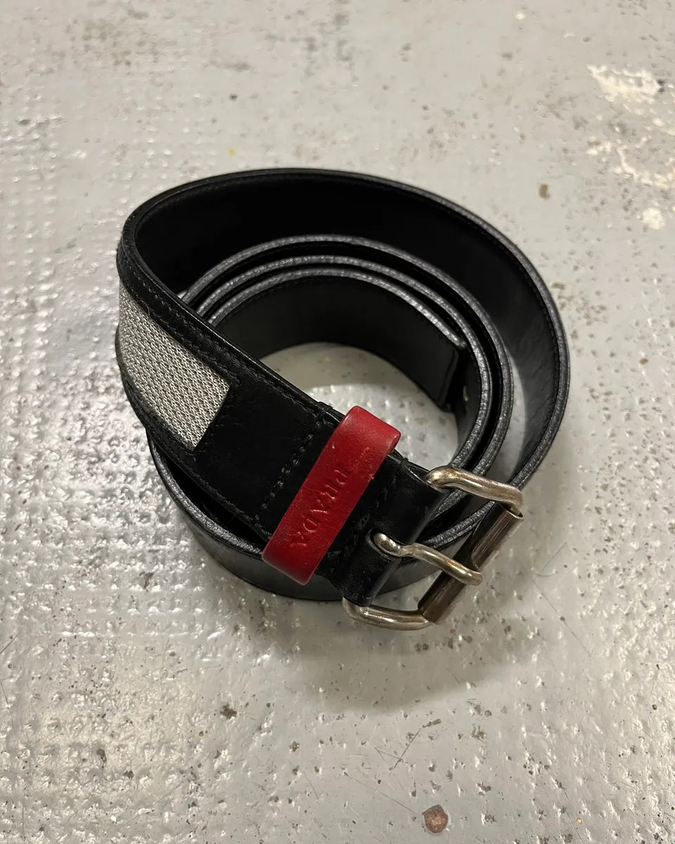 2000s Prada Hybrid Black Leather & Grey Belt mzuXFvz 2