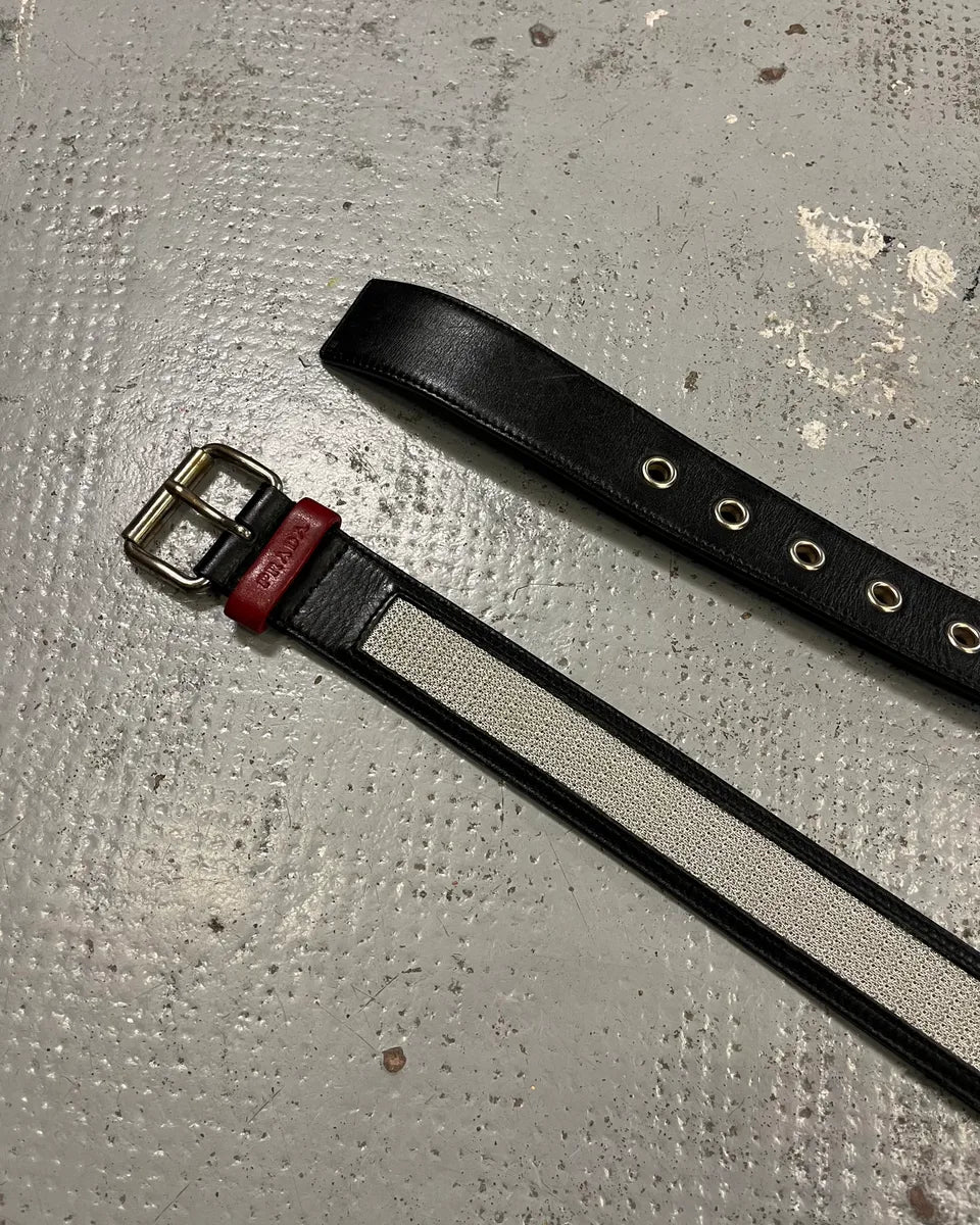 2000s Prada Hybrid Black Leather & Grey Belt mzuXFvz 3