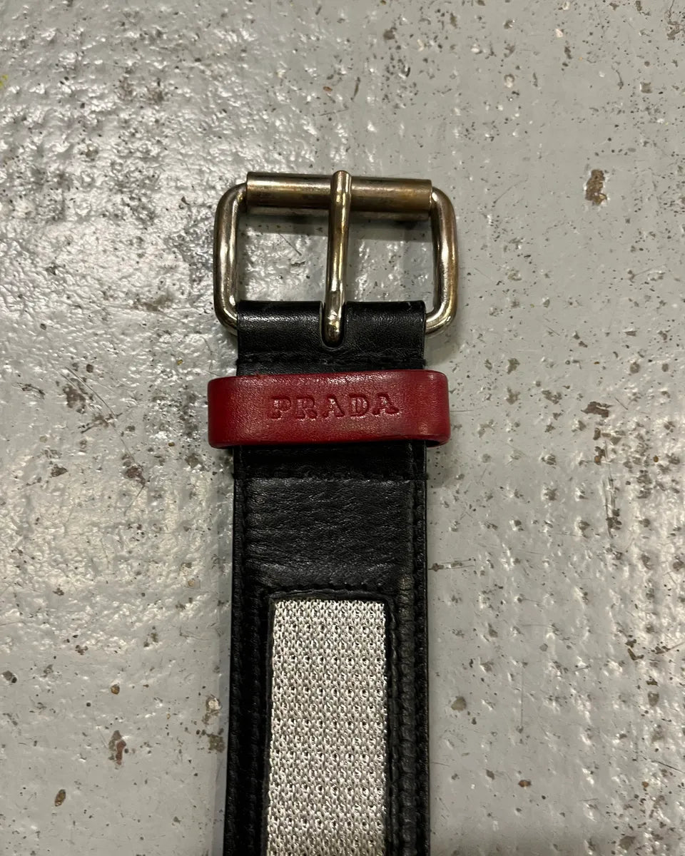 2000s Prada Hybrid Black Leather & Grey Belt mzuXFvz 5
