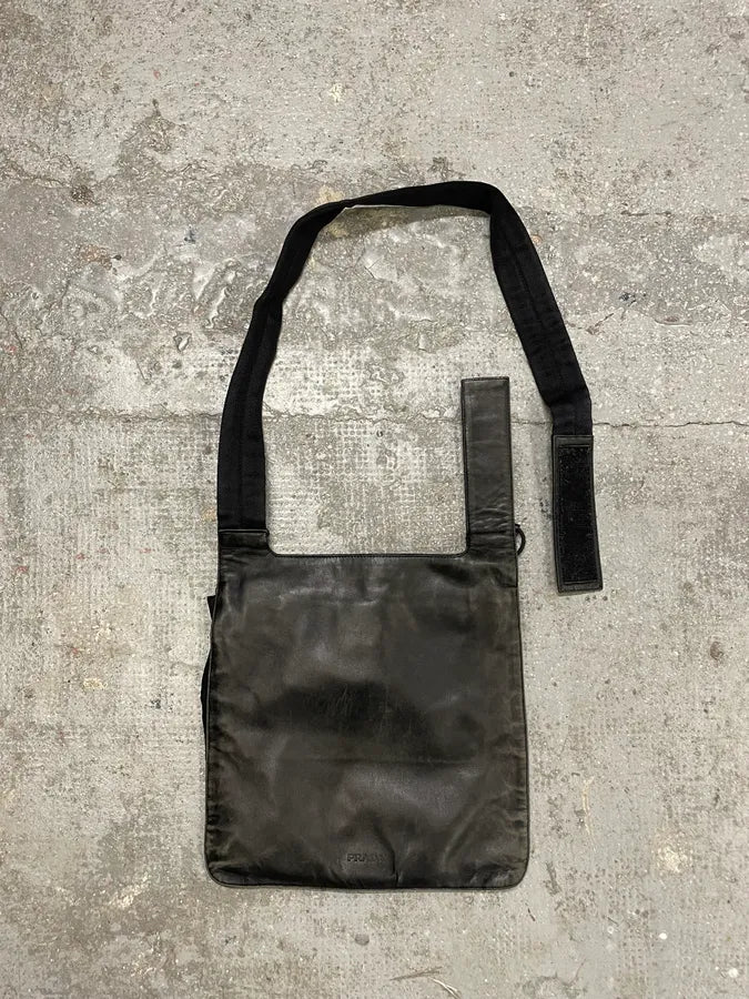 AW1999 Prada Hybrid Black Leather Nylon Shoulder Bag (OS) ywjKBqM 2