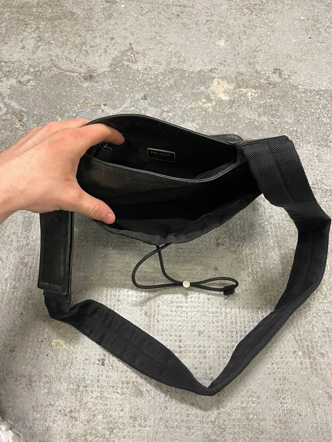 AW1999 Prada Hybrid Black Leather Nylon Shoulder Bag (OS) ywjKBqM 3