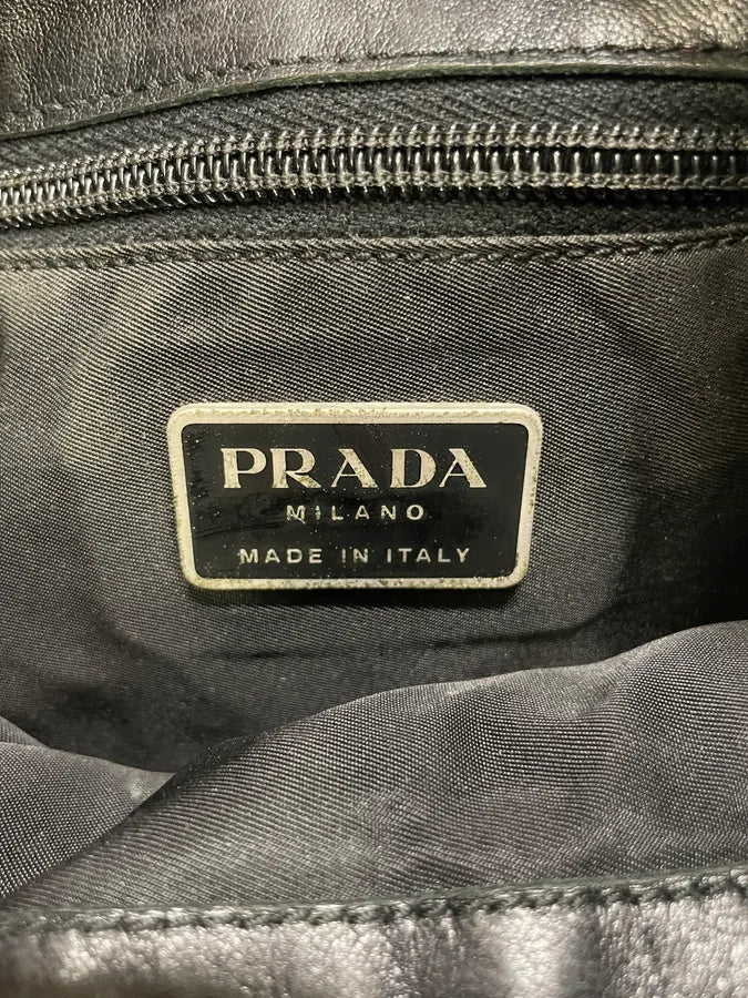 AW1999 Prada Hybrid Black Leather Nylon Shoulder Bag (OS) ywjKBqM 6