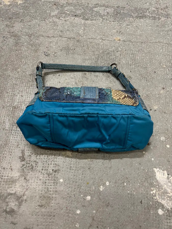2000s Prada Hybrid Blue Python Nylon HandBag rgqdQqG 10