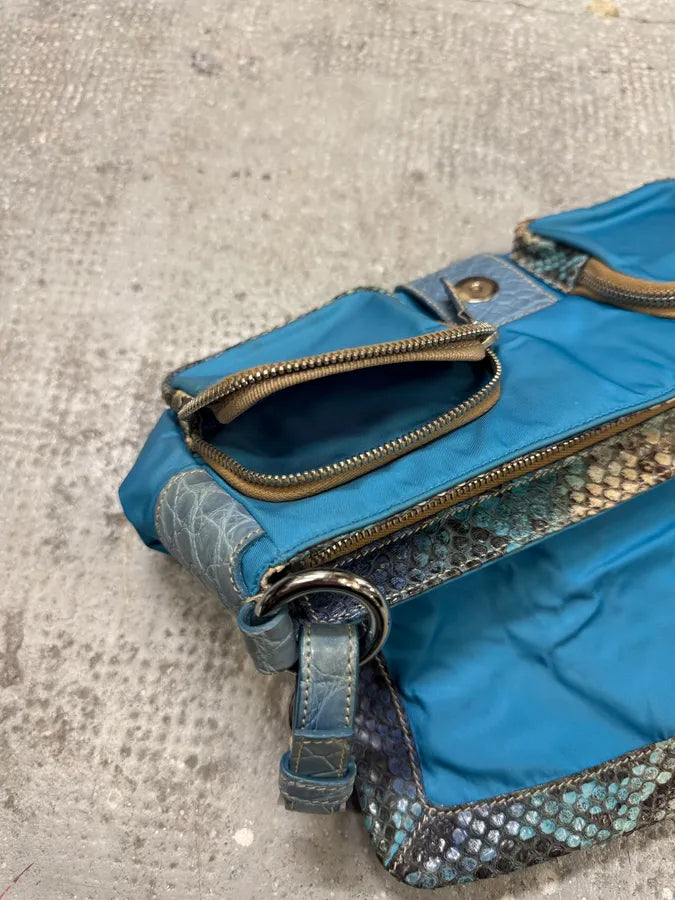 2000s Prada Hybrid Blue Python Nylon HandBag rgqdQqG 9