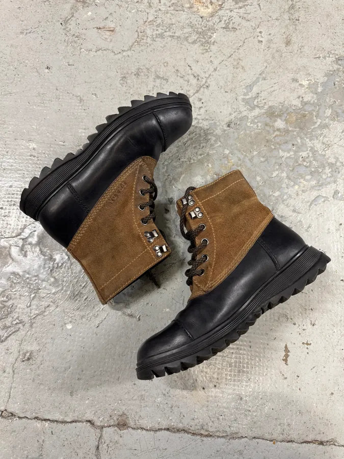 2000s Prada Hybrid Brown & Black Leather Boots (42eu/us8.5) uKLQnGd 2