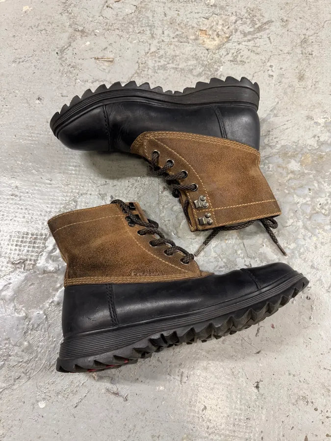 2000s Prada Hybrid Brown & Black Leather Boots (42eu/us8.5) uKLQnGd 3