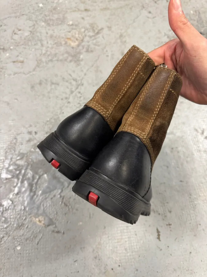 2000s Prada Hybrid Brown & Black Leather Boots (42eu/us8.5) uKLQnGd 4