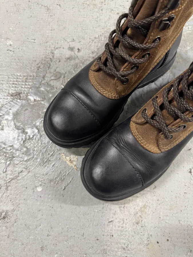 2000s Prada Hybrid Brown & Black Leather Boots (42eu/us8.5) uKLQnGd 5