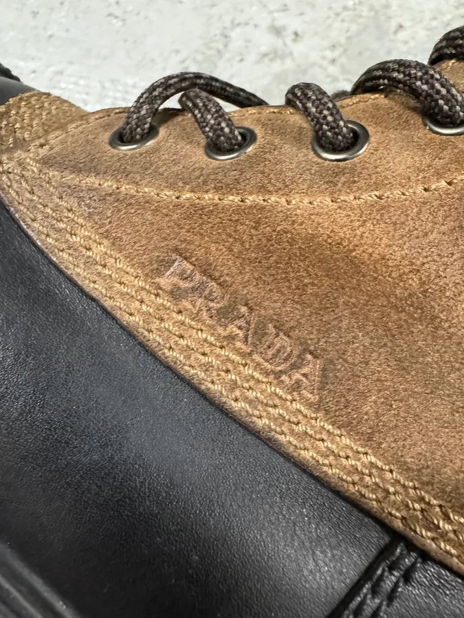 2000s Prada Hybrid Brown & Black Leather Boots (42eu/us8.5) uKLQnGd 6