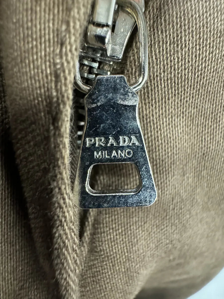 2000s Prada Hybrid Brown Leather Structured Lines Zip Pants pBgZOMc 7