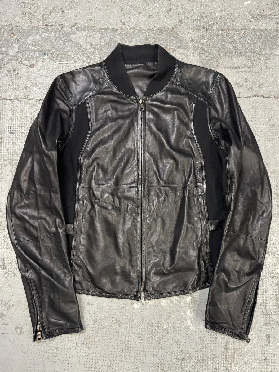 2000s Prada Hybrid Lamb Leather Biker Jacket (S) NjxoABY 0