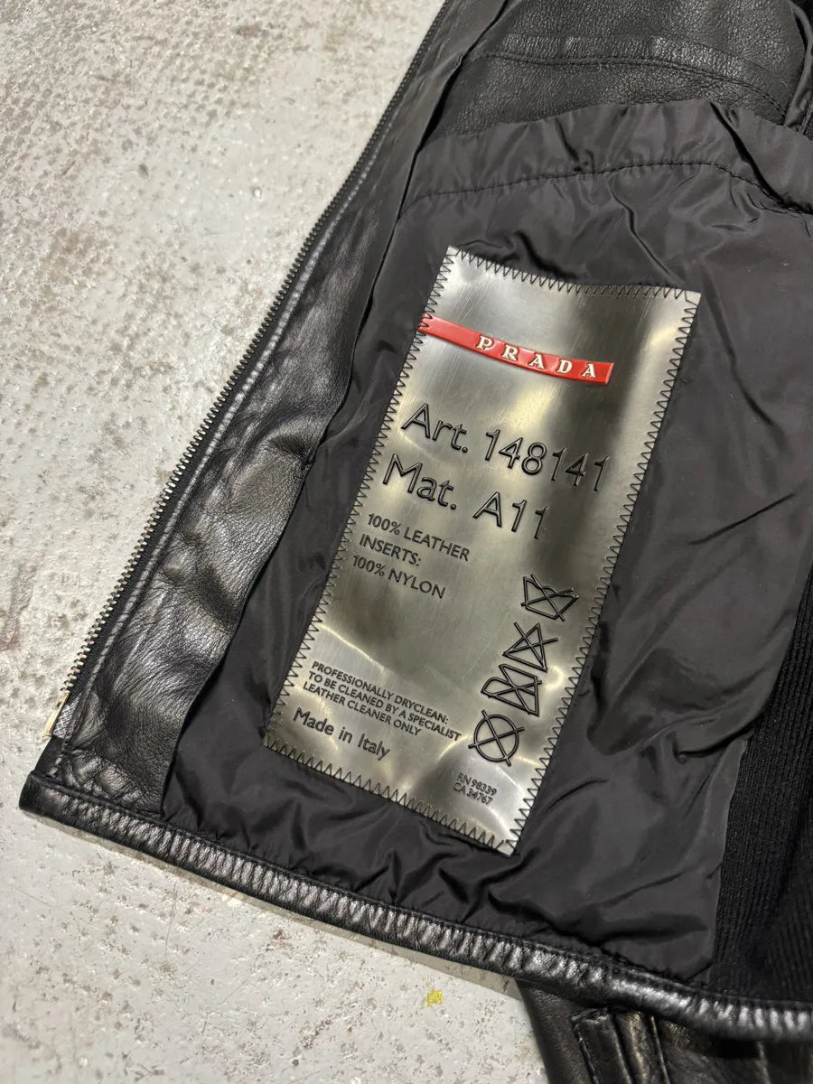 2000s Prada Hybrid Lamb Leather Biker Jacket (S) NjxoABY 10