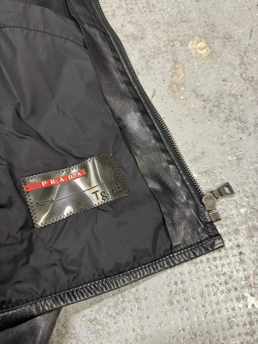2000s Prada Hybrid Lamb Leather Biker Jacket (S) NjxoABY 11