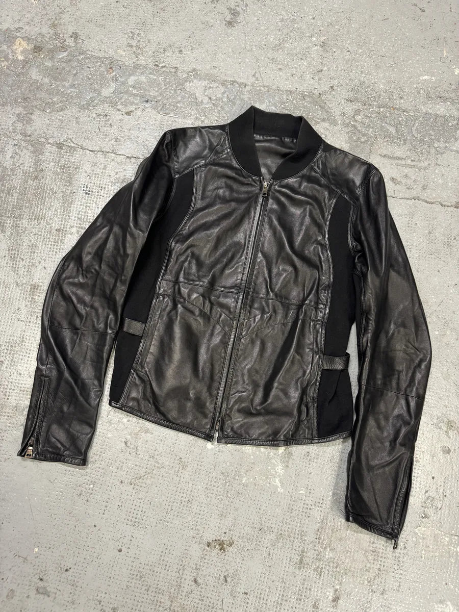 2000s Prada Hybrid Lamb Leather Biker Jacket (S) NjxoABY 3
