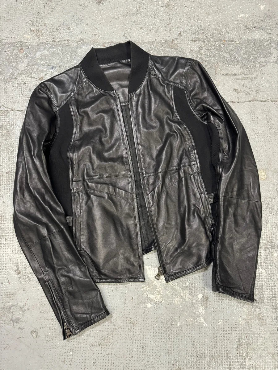 2000s Prada Hybrid Lamb Leather Biker Jacket (S) NjxoABY 4