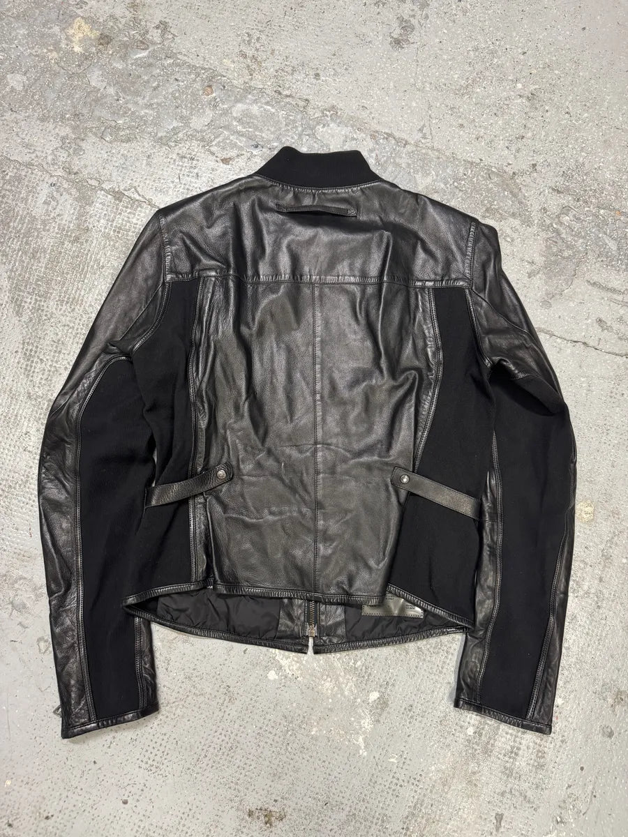 2000s Prada Hybrid Lamb Leather Biker Jacket (S) NjxoABY 5