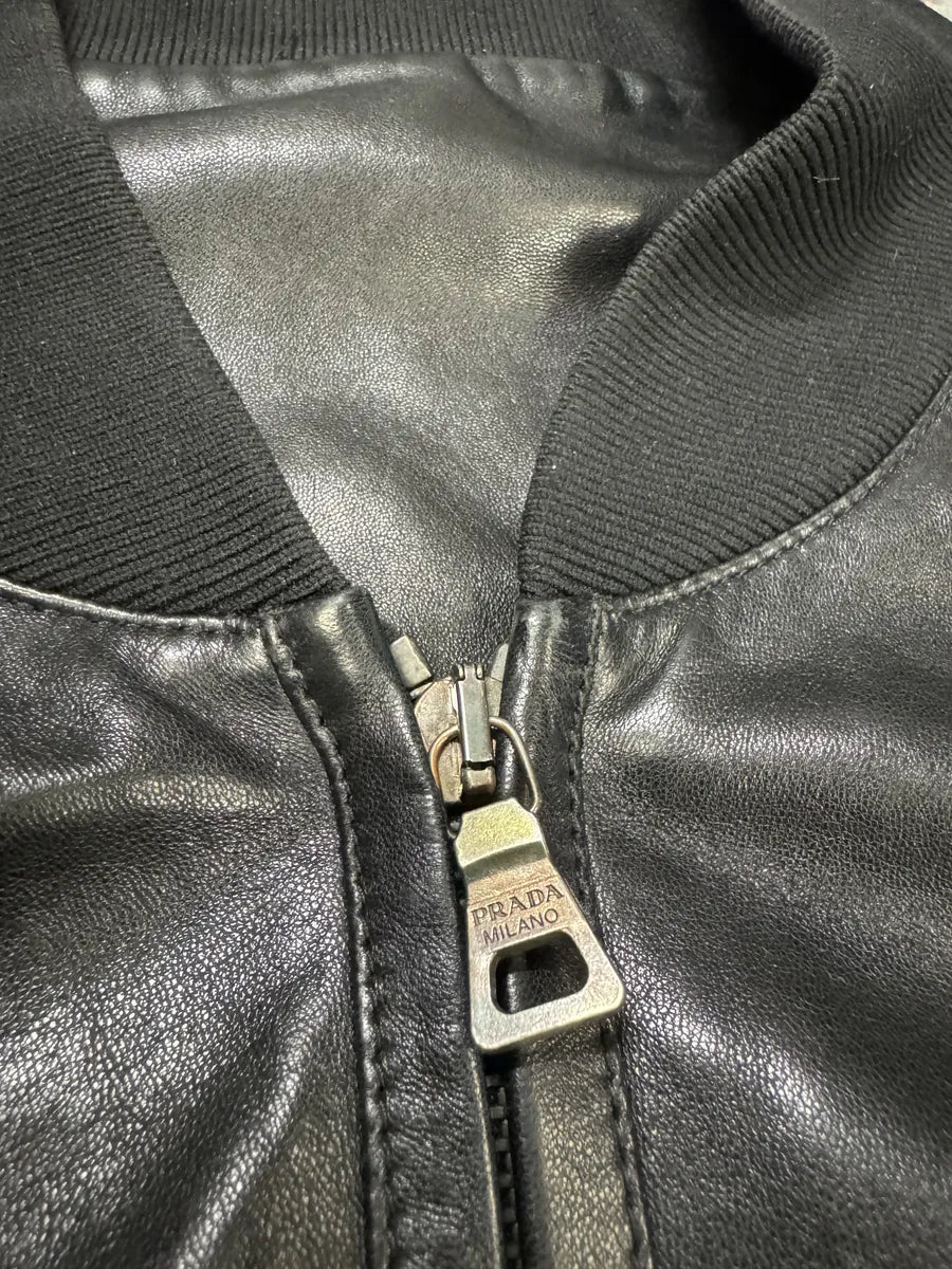 2000s Prada Hybrid Lamb Leather Biker Jacket (S) NjxoABY 7