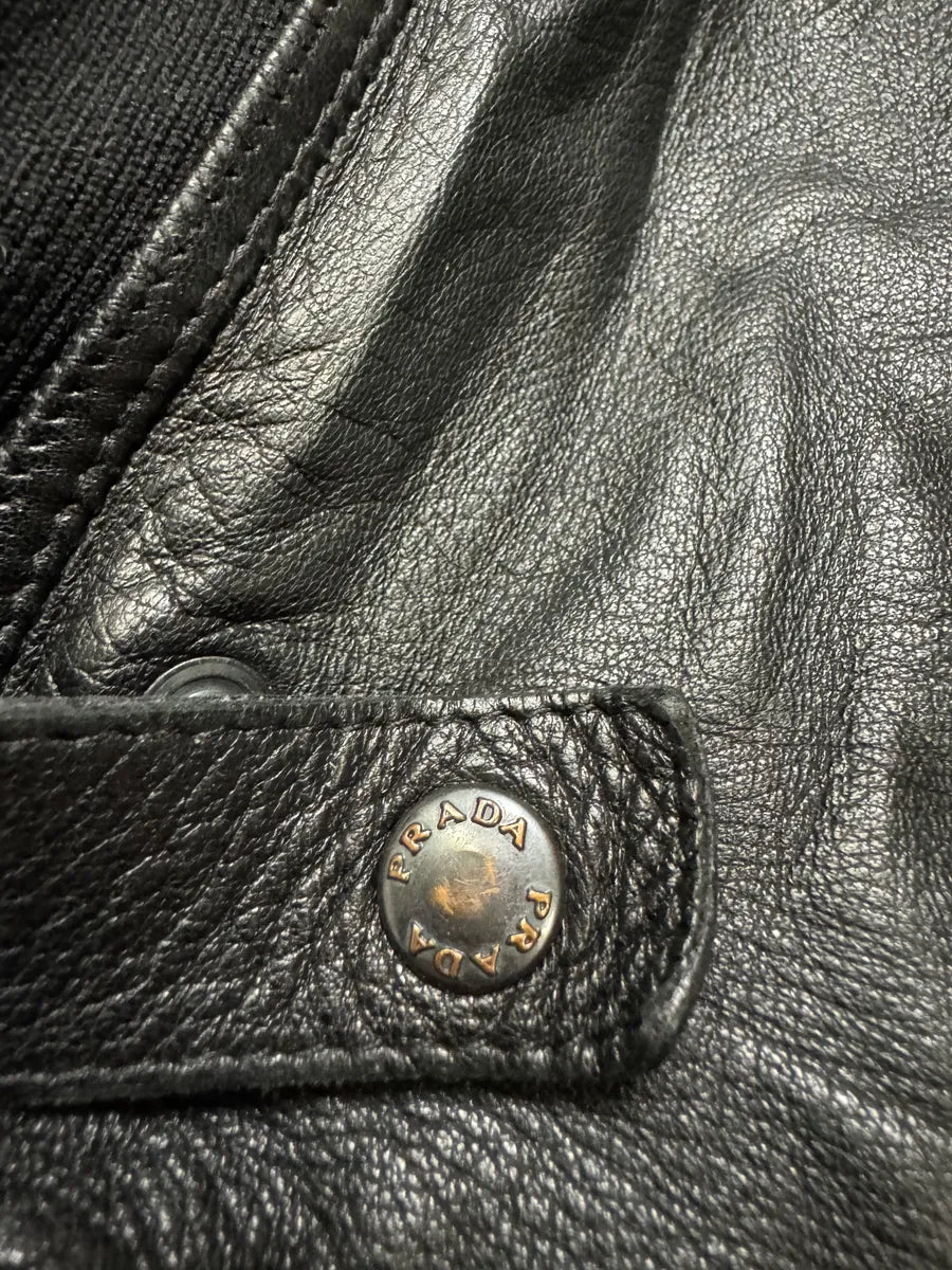 2000s Prada Hybrid Lamb Leather Biker Jacket (S) NjxoABY 8