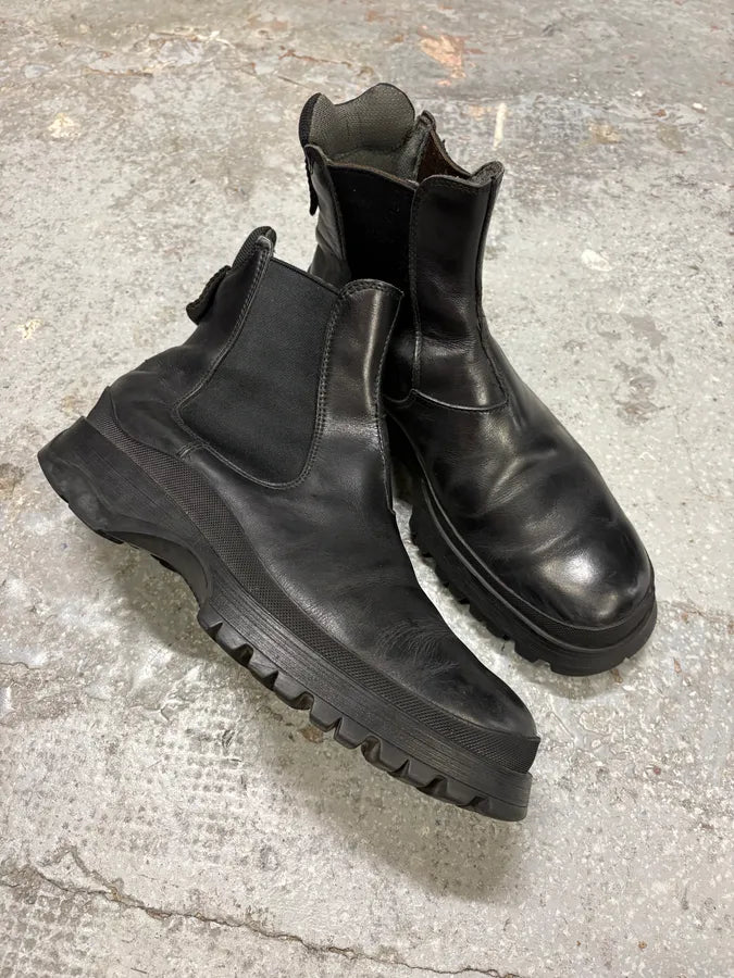 2000s Prada Hybrid Leather Black Boots (42eu/us8.5) BEyjhEz 4