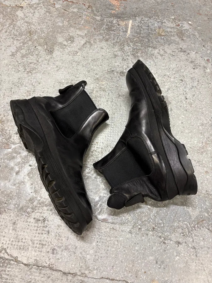 2000s Prada Hybrid Leather Black Boots (42eu/us8.5) BEyjhEz 5