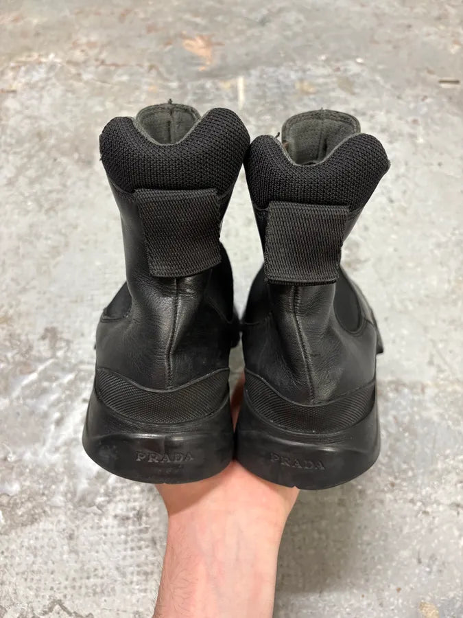 2000s Prada Hybrid Leather Black Boots (42eu/us8.5) BEyjhEz 6