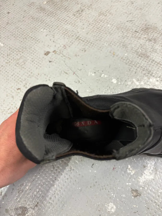 2000s Prada Hybrid Leather Black Boots (42eu/us8.5) BEyjhEz 9
