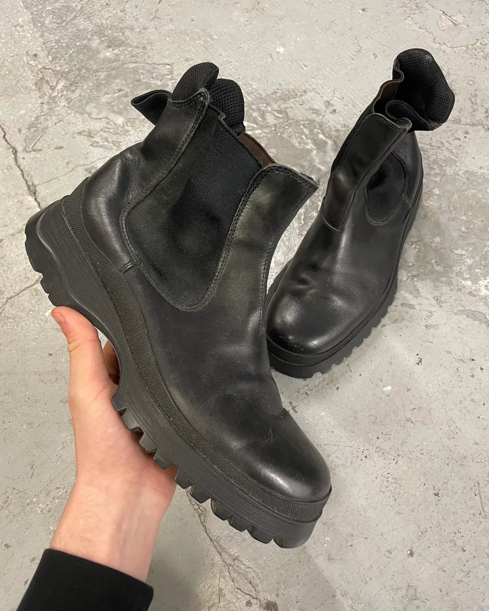 2000s Prada Hybrid Leather Black Boots (44eu/us10) uIURWNv 0