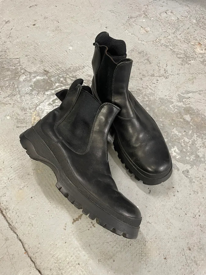 2000s Prada Hybrid Leather Black Boots (44eu/us10) uIURWNv 1