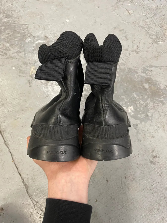 2000s Prada Hybrid Leather Black Boots (44eu/us10) uIURWNv 4