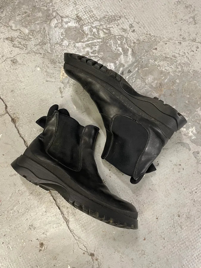 2000s Prada Hybrid Leather Black Boots (44eu/us10) uIURWNv 5