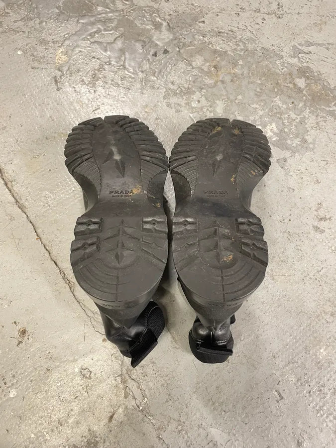 2000s Prada Hybrid Leather Black Boots (44eu/us10) uIURWNv 6