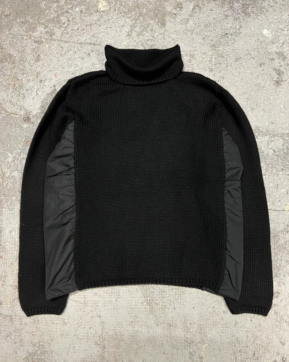 2000s Prada Hybrid Nylon Black Turtleneck (S) 0