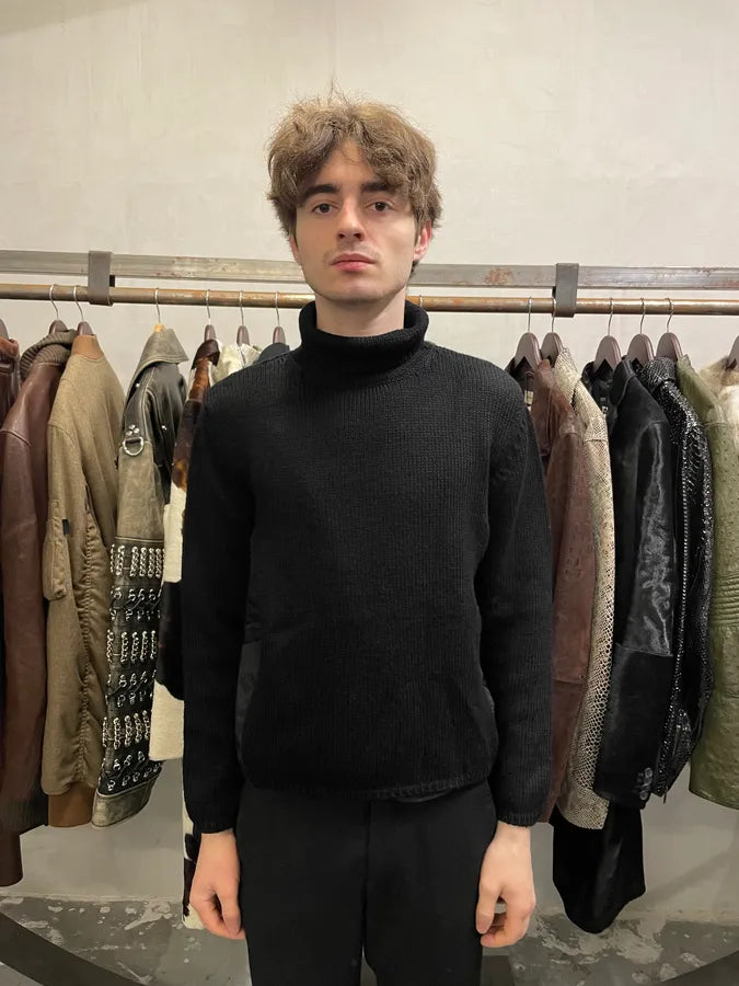 2000s Prada Hybrid Nylon Black Turtleneck (S) 2