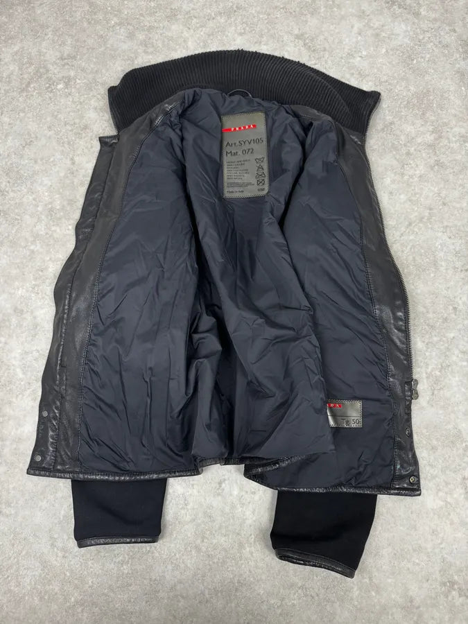 2000s Prada Hybrid Premium Biker Leather Jacket tPuZiXS 7