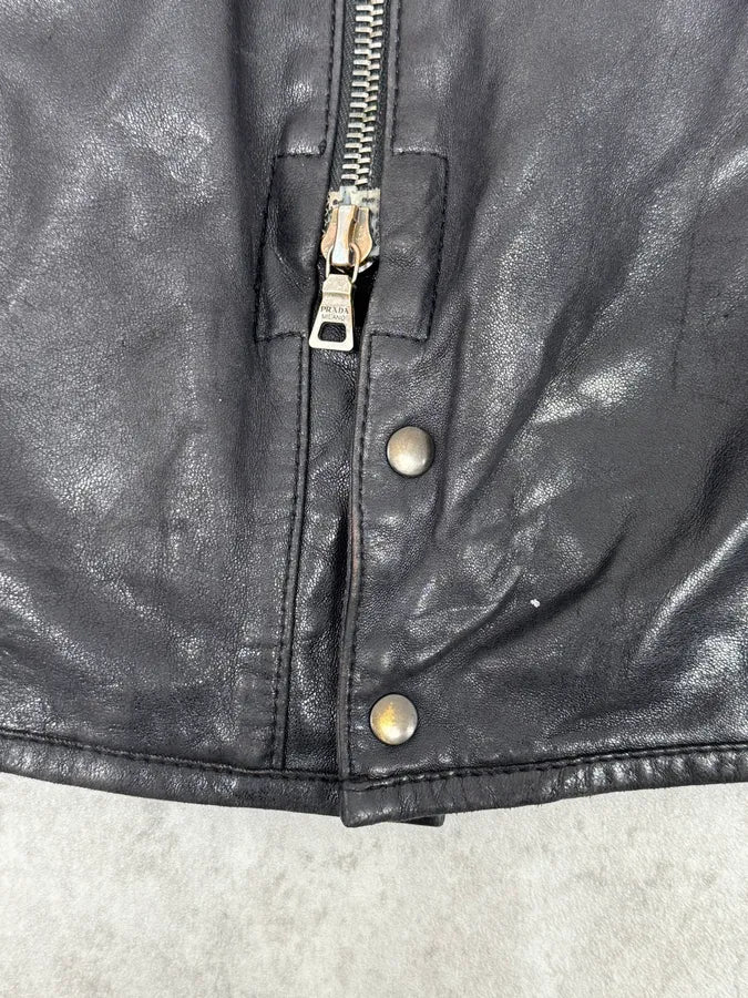 2000s Prada Hybrid Premium Biker Leather Jacket tPuZiXS 9