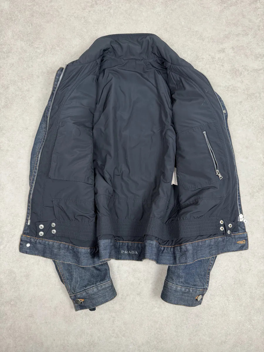 2000s Prada Inner Padding Blue Denim Jacket VoKmKVD 10