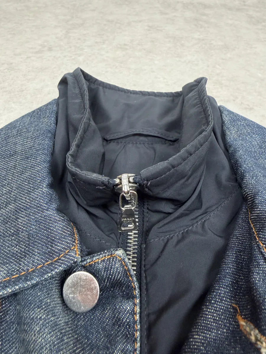 2000s Prada Inner Padding Blue Denim Jacket VoKmKVD 11