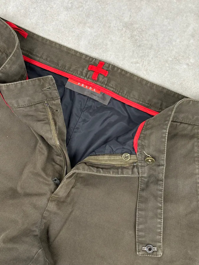 2000s Prada Khaki Green Cozy Pants DtrZmSk 9